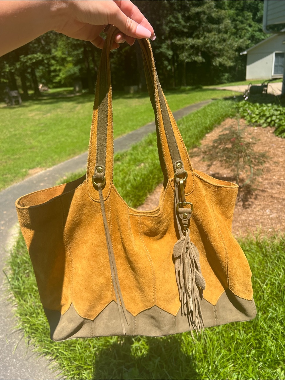 HOBO Two-Tone Suede & Leather Hobo bag - Picture 2 of 13
